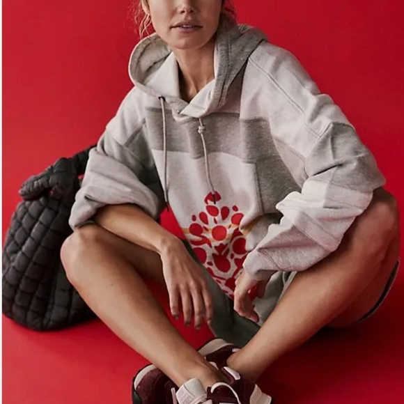 FP Movement by Free People Gray Hoodie with Red Design - Picture 2 of 8